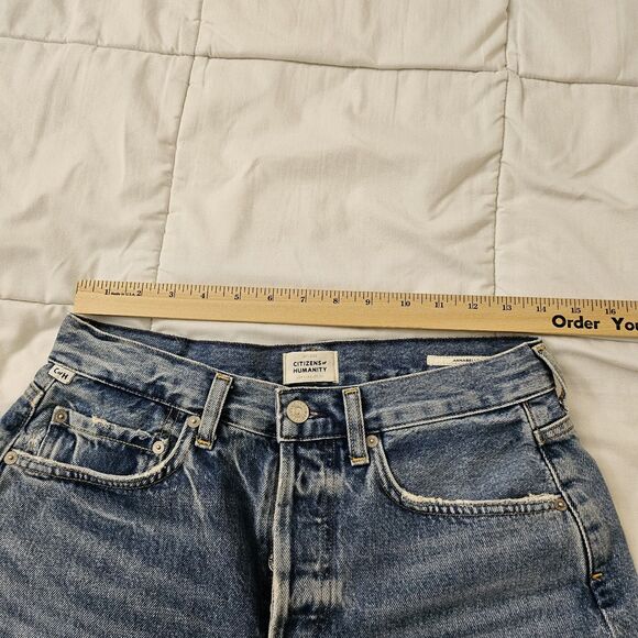 Citizens Of Humanity Shorts Womens 26 Blue Annabelle Long High-Rise Raw Hem Boho - Picture 8 of 10